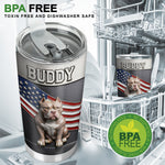 Custom Any Photo Pet With American Flag Pattern - Personalized Dog Tumbler
