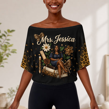 Teacher Gift - Personalized Teacher Off-Shoulder Top Set