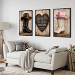 We Got This, Farmhouse Decoration, Cowboy Cowgirl Couple - Personalized Western Outfit Poster & Canvas Set