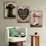 We Got This, Farmhouse Decoration, Cowboy Cowgirl Couple - Personalized Western Outfit Poster & Canvas Set