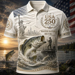 USA 250th Bass - Personalized Fishing Polo Shirt