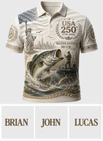 USA 250th Bass - Personalized Fishing Polo Shirt