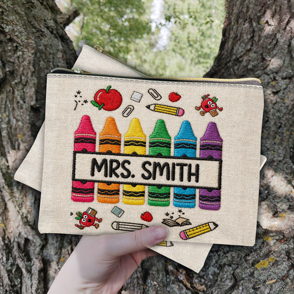 Pencil Crayon Teacher Pouch - Personalized Teacher Pouch