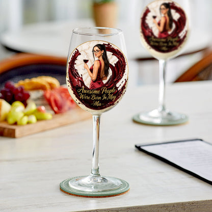 Awesome People Were Born In - Personalized Wine Wine Glass With Long Stem
