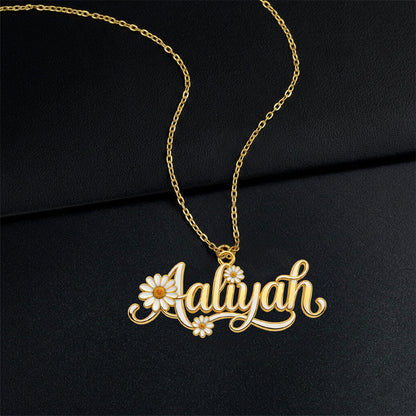 Custom Birth Flower - Personalized Self Love Shaped Metal Pendant Necklace
