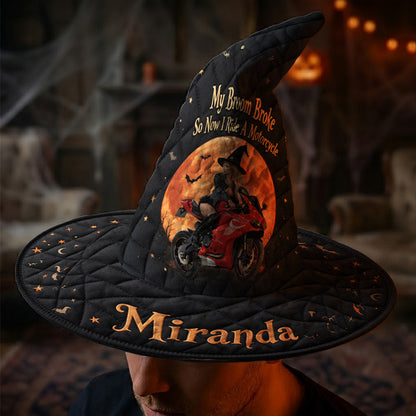 My Broom Broke - Personalized Biker Quilt Witch Hat