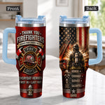 Thank You Firefighters Gift - Personalized Firefighter Tumbler With Handle