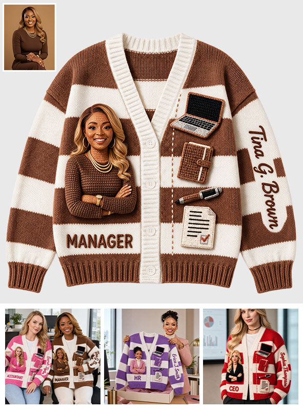 Any Photo Office Life - Personalized Colleague Cardigan Sweater