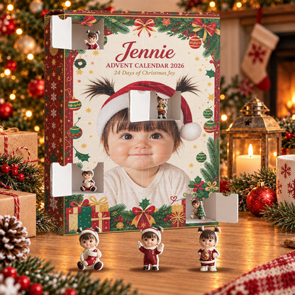 24 Days Of Christmas Joy - Personalized Kid Advent Calendar With 3D Collectibles