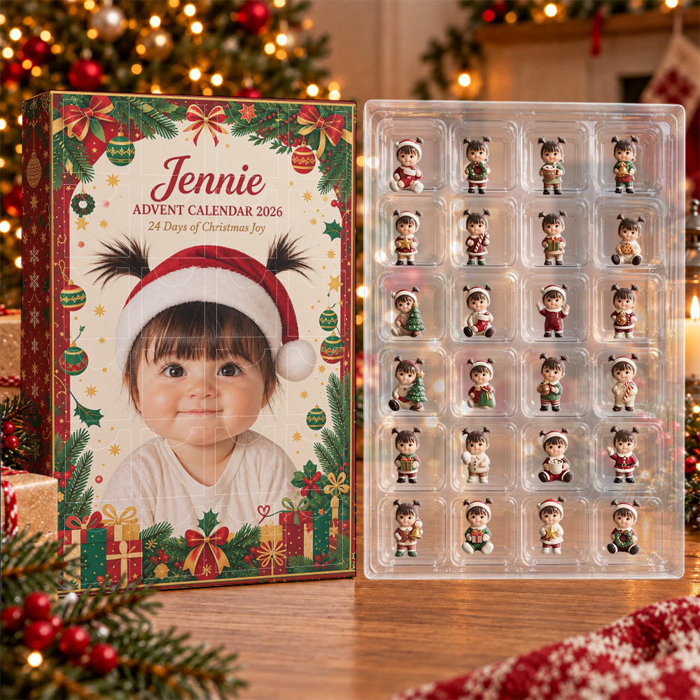 24 Days Of Christmas Joy - Personalized Kid Advent Calendar With 3D Collectibles