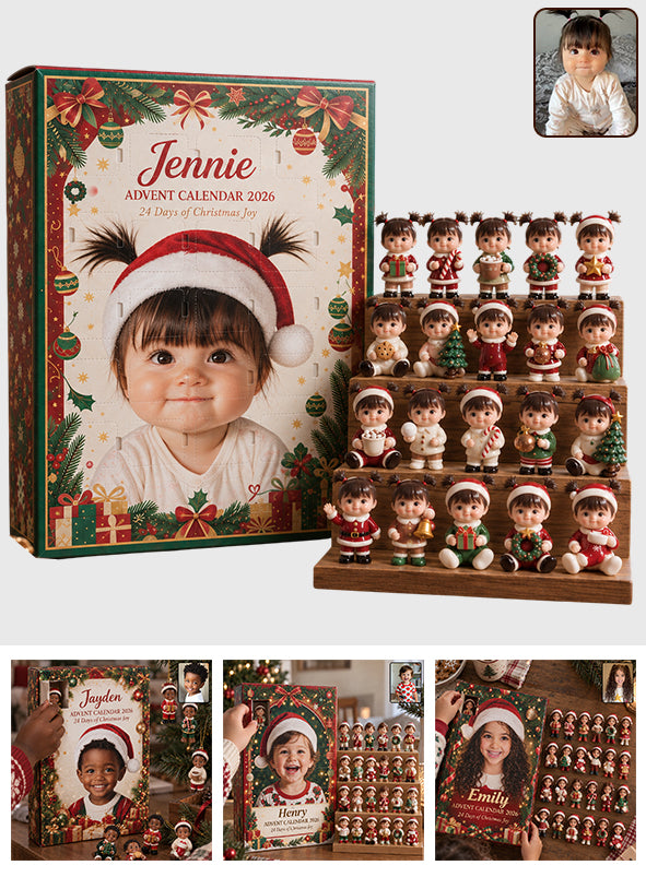 24 Days Of Christmas Joy - Personalized Kid Advent Calendar With 3D Collectibles