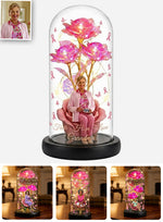 Faith Hope Love - Personalized Breast Cancer Awareness Glowing Roses Glass Dome
