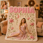 Special Flower Name Blanket - Personalized Self Love Shaped Fleece Blanket