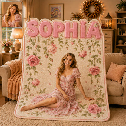 Special Flower Name Blanket - Personalized Self Love Shaped Fleece Blanket