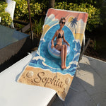 Custom From Photo Retro Summer Beach - Personalized Sea Lover Quick-dry Beach Towel/ Bath Towel