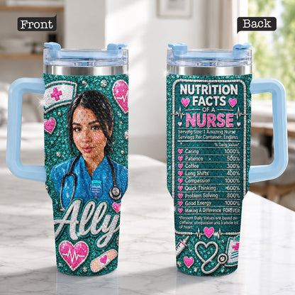 Gift for Nurse - Personalized Nurse Rhinestone Tumbler With Handle