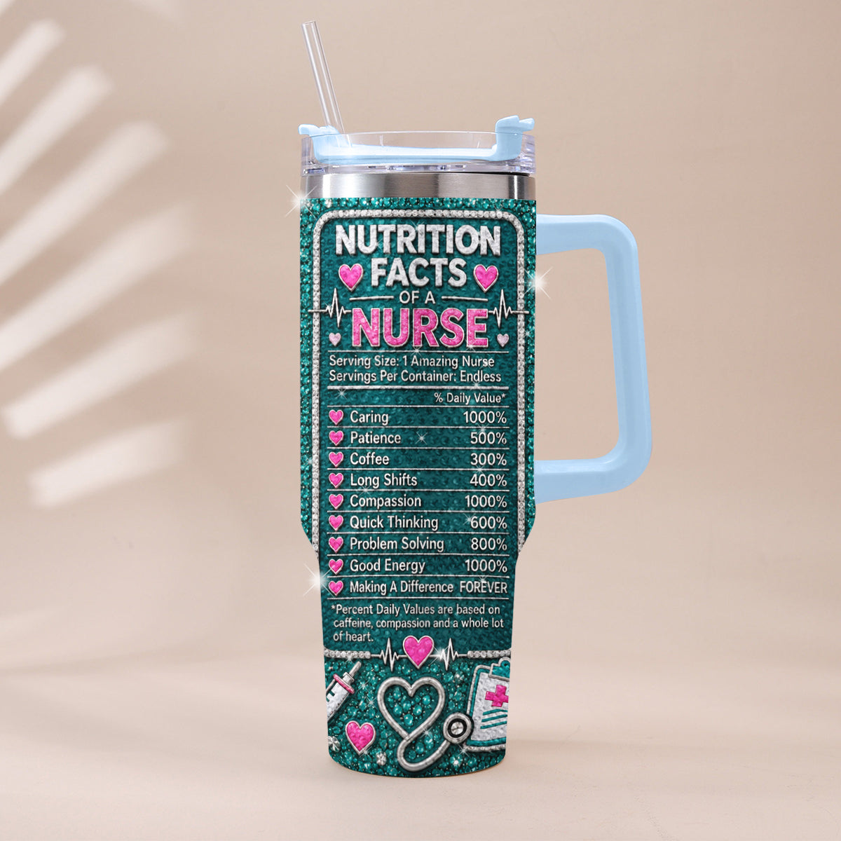 Gift for Nurse - Personalized Nurse Rhinestone Tumbler With Handle