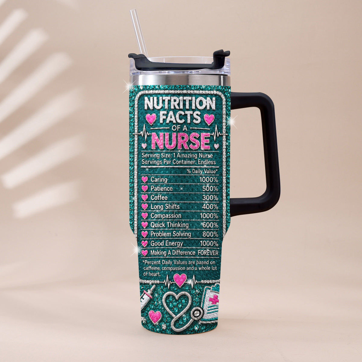 Gift for Nurse - Personalized Nurse Rhinestone Tumbler With Handle