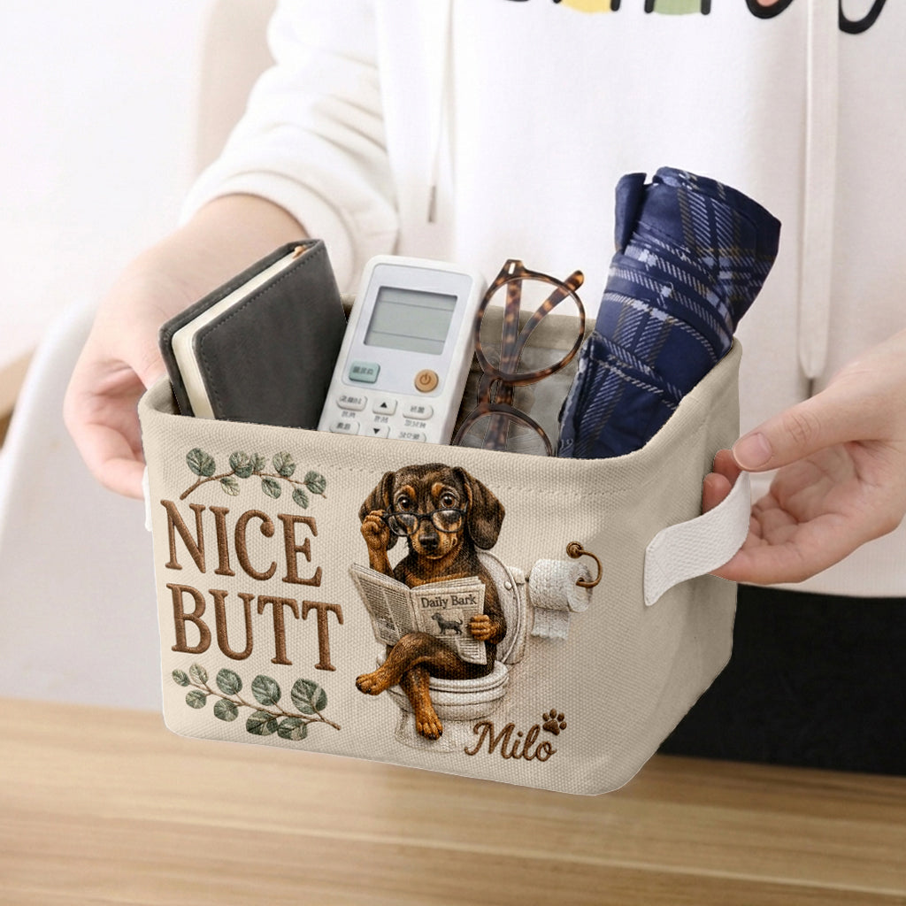 Funny Pet Bathroom Basket - Personalized Dog Rectangle Storage Basket