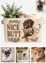 Funny Pet Bathroom Basket - Personalized Dog Rectangle Storage Basket