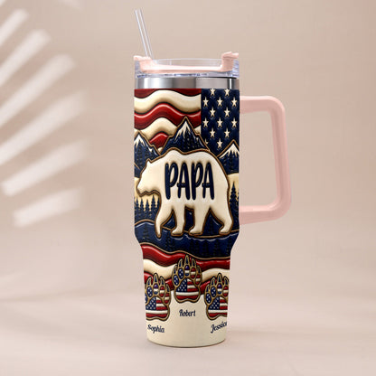 Proud Papa - Personalized Father Tumbler With Handle
