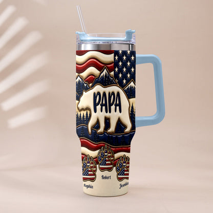 Proud Papa - Personalized Father Tumbler With Handle