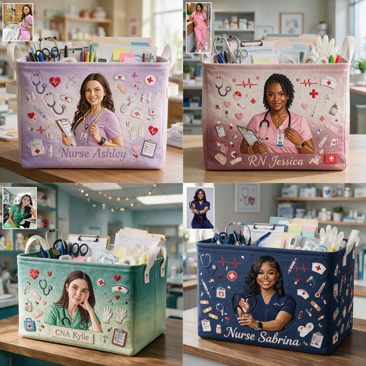 Nursing Is A Work Of Heart - Personalized Nurse Rectangle Storage Basket