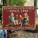 Annoy Each Other Since - Personalized Couple Rectangle Metal Sign