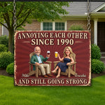 Annoy Each Other Since - Personalized Couple Rectangle Metal Sign