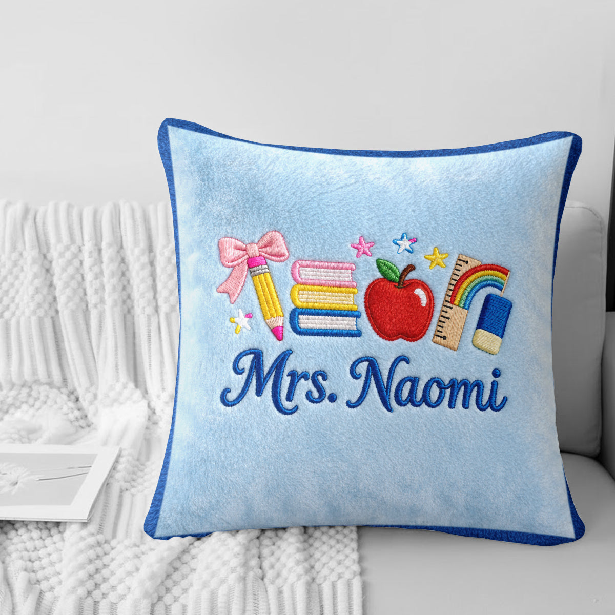 Kawaii School Teacher Gift Personalized - Personalized Teacher Faux Fur Square Pillow
