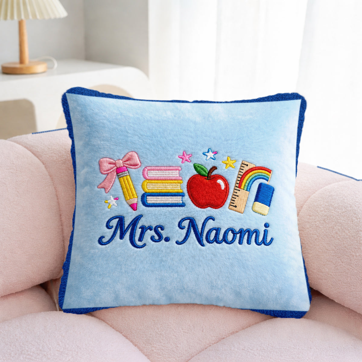 Kawaii School Teacher Gift Personalized - Personalized Teacher Faux Fur Square Pillow