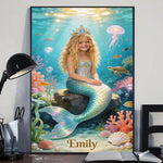 Custom Any Photo - Mermaid - Personalized Kid Canvas And Poster