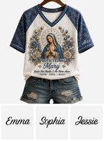 Protected By Mary - Personalized Christian Fully Printed V-Neck T-Shirt