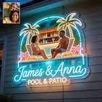 Any Photo Backyard, Pool & Patio - Personalized Couple Neon LED Light Sign