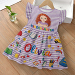 School Days, Sweet Smiles - Personalized Kid Kid Ruffle Sleeve Dress
