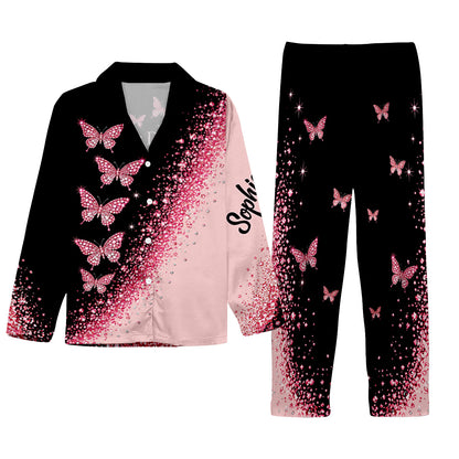 Love Butterfly - Personalized Butterfly Button Down Pajamas