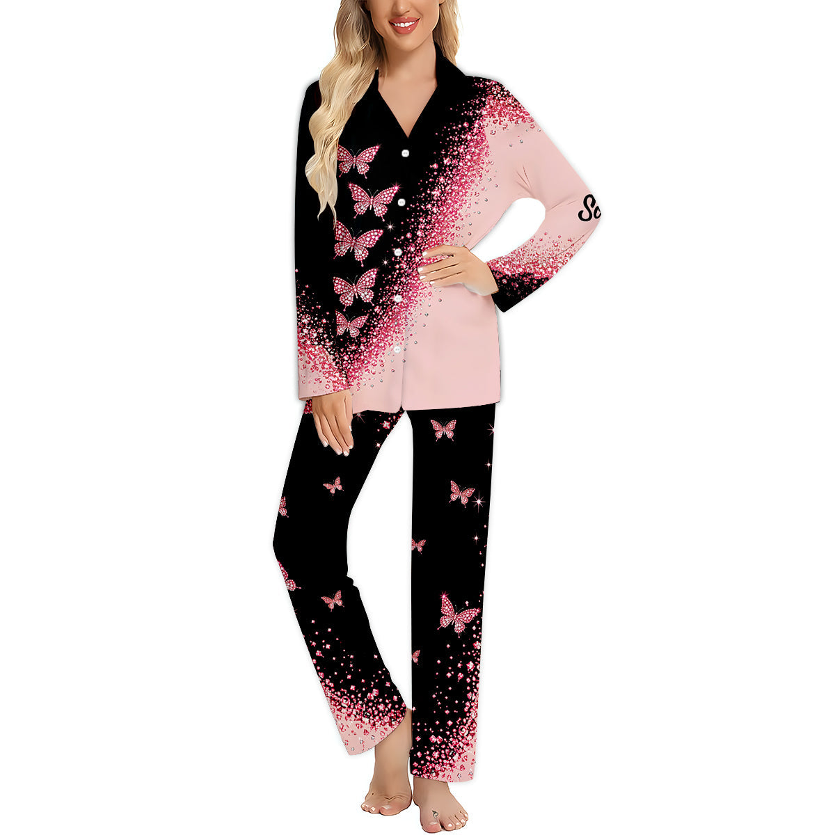 Love Butterfly - Personalized Butterfly Button Down Pajamas