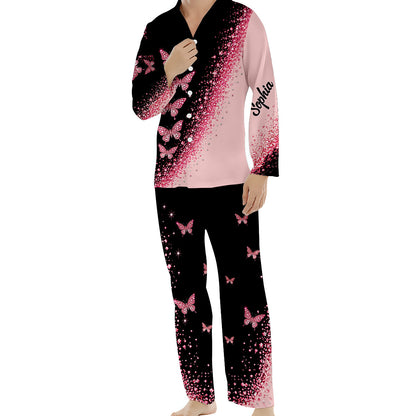Love Butterfly - Personalized Butterfly Button Down Pajamas