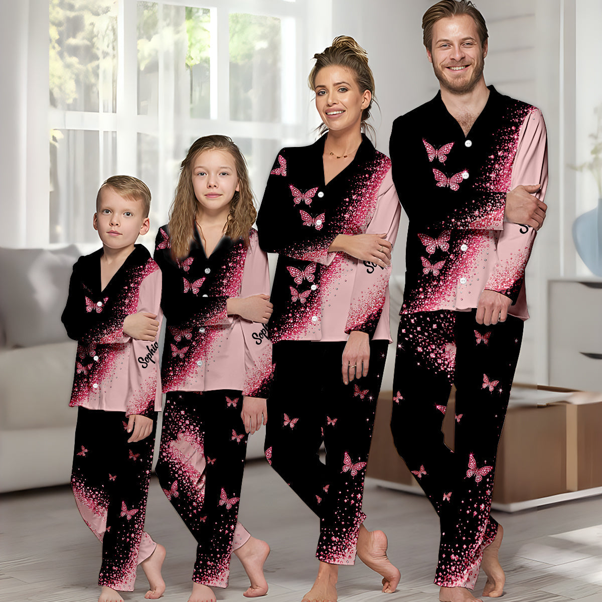 Love Butterfly - Personalized Butterfly Button Down Pajamas