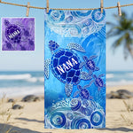 Sea Turtle Beach - Personalized Grandma Quick-dry Beach Towel/ Bath Towel