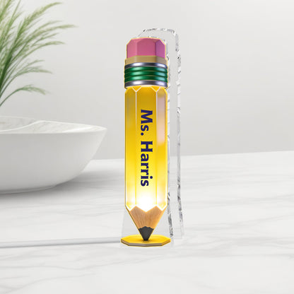 Pencil-Shaped Teacher Gift - Pencil Night Light - Personalized Teacher Acrylic LED Night Light