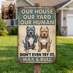 Funny Waring Sign For Pet Owner - Personalized Dog Rectangle Metal Sign