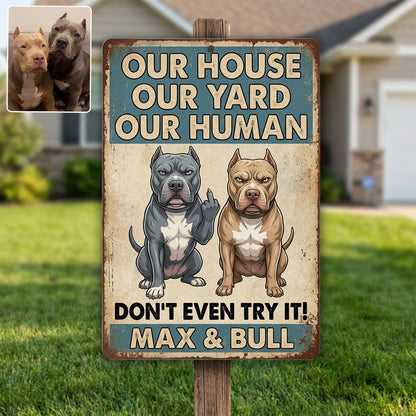 Funny Waring Sign For Pet Owner - Personalized Dog Rectangle Metal Sign