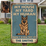 Funny Waring Sign For Pet Owner - Personalized Dog Rectangle Metal Sign