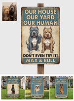 Funny Waring Sign For Pet Owner - Personalized Dog Rectangle Metal Sign