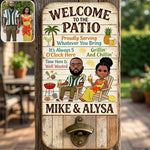 Welcome To Our Patio - Personalized Couple Wall Bottle Opener