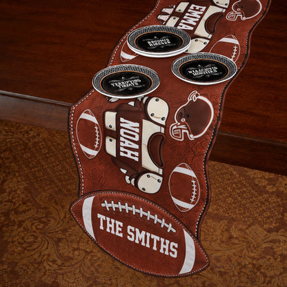 Merry Christmas Our Family - Personalized Football Custom Shape Table Runner