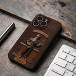 Whiskey And Cigar - Personalized Whisky 3D Embossed Leather Phone Case