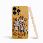 Best Mom Ever - Personalized Mother 3D Embossed Leather Phone Case