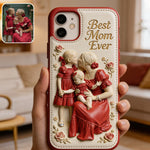 Best Mom Ever - Personalized Mother 3D Embossed Leather Phone Case